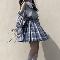 量産型 地雷系 ブラウス リボン シャツ ブラウス トップス 肩出し フリル ネコポス