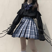 量産型 地雷系 ブラウス リボン シャツ ブラウス トップス 肩出し フリル ネコポス