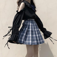 量産型 地雷系 ブラウス リボン シャツ ブラウス トップス 肩出し フリル ネコポス