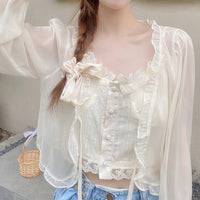 レーストップス レディースカーディガン シアートップス トップス カーディガン 長袖 ネコポス