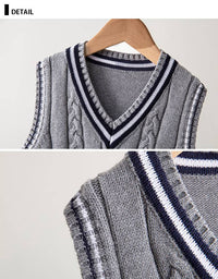 キッズ Vネックニットベスト ケーブル編み ネコポス