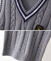 キッズ Vネックニットベスト ケーブル編み ネコポス