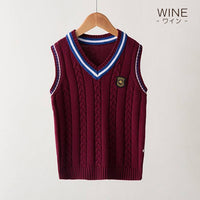 キッズ Vネックニットベスト ケーブル編み ネコポス