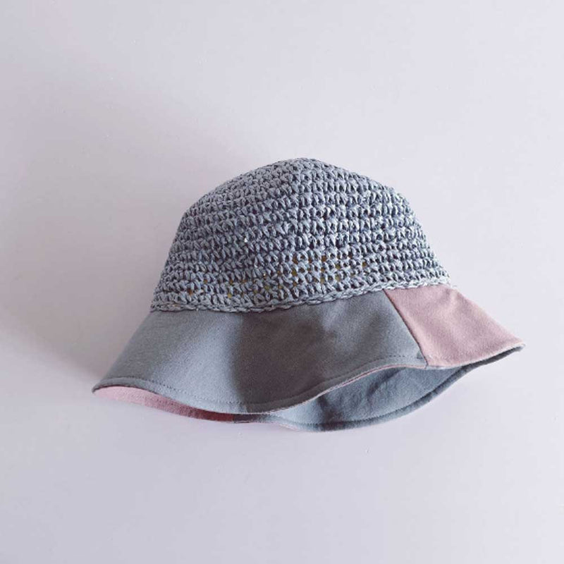 麦わら帽子 デザイン キッズ ストローハット バイカラー 子ども 子供 女の子 UV対策 夏 ネコポス