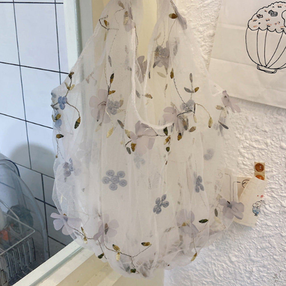 チュールバッグ レディースバッグ シースルー フラワー 刺繍